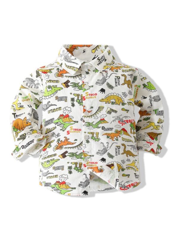 Dinosaur Cartoon Print Kid Boy Shirts 210803948