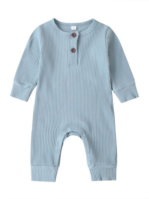 Solid Color Ribbed Baby Jumpsuits 210804445