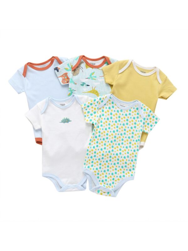 5-pack Newborn Unisex Cartoon Print Baby Bodysuits 210804569