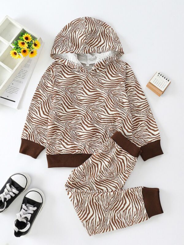 Two Pieces Zebra Pattern Hoodie And Pants Little Kids Sets 210806258