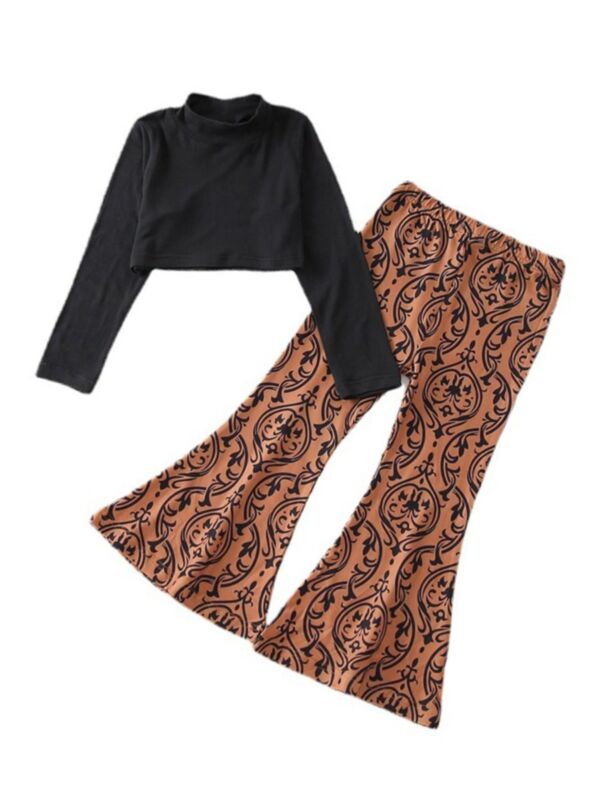 2 Pieces Little Girls Sets Turtleneck Top With Bell-bottomed Pants 210806811