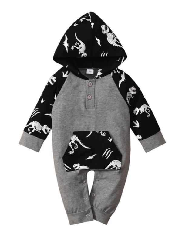 Dinosaur Print Baby Boy Hoodie Jumpsuit 210806979