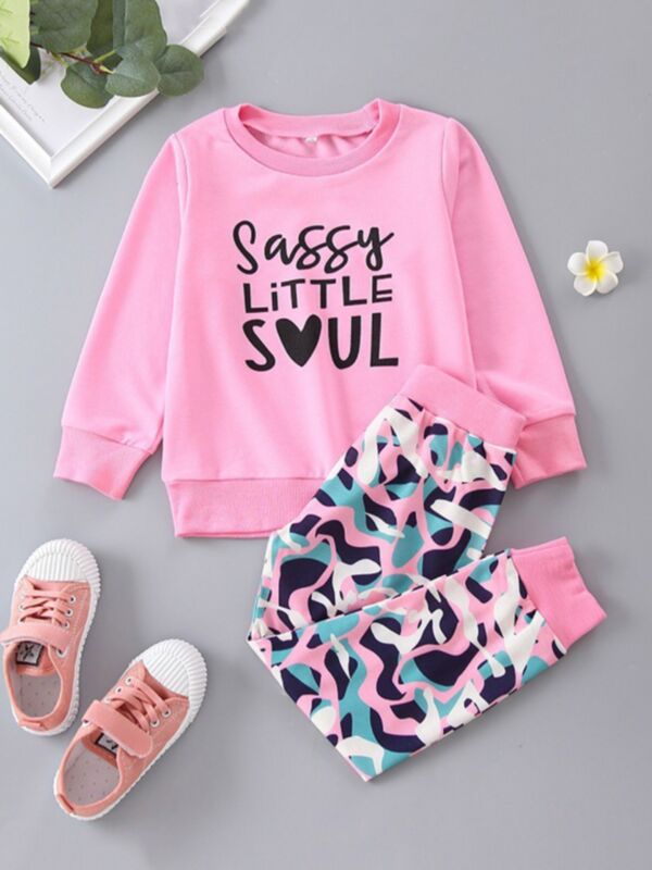 SASSY LITTLE SOUL Print Toddler Girls Sets Sweatshirt With Pants 210806999