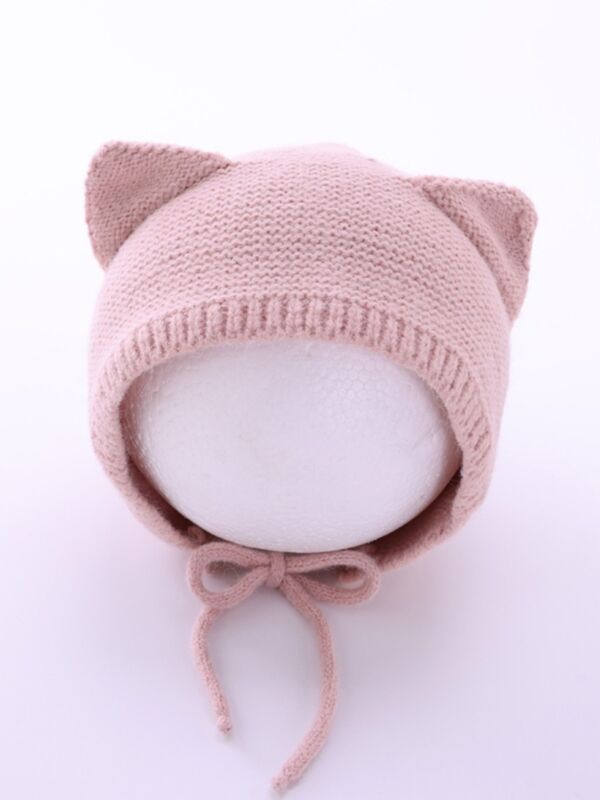 Cat Shape Knit Baby Earflap Woolen Cap 210807805