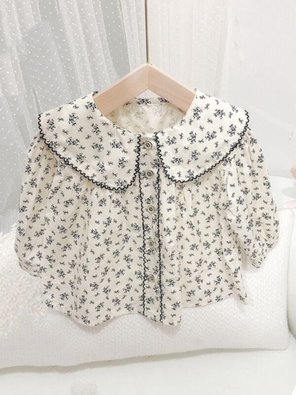 Floral Print Doll Collar Blouse For Girls 210807902