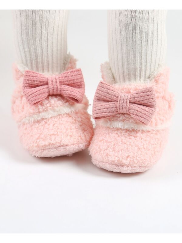 Berber Fleece Bowknot Pre Walkers Baby Shoes 21080856