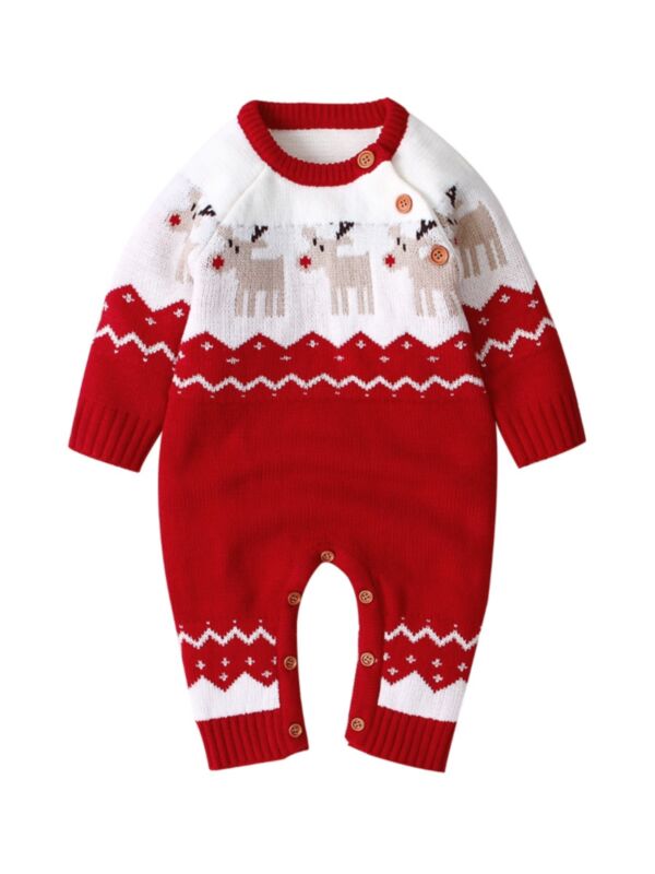 Elk Christmas Baby Knit Jumpsuit 21080859