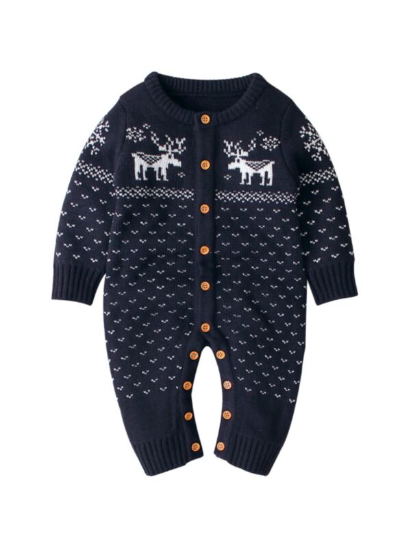 Elk Christmas Baby Knited Jumpsuit 21080860