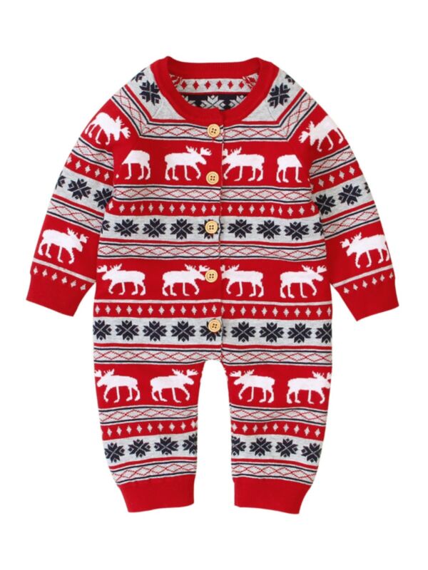 Xmas Baby Knit Jumpsuit Elk Checked Long Sleeve 21080867