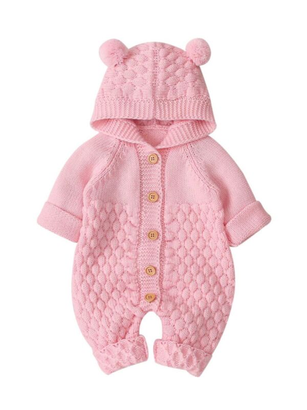  Ear Hooded Knitted Baby Jumpsuit 21080871