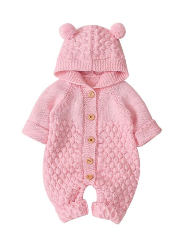 Ear Hooded Knitted Baby Jumpsuit 21080871