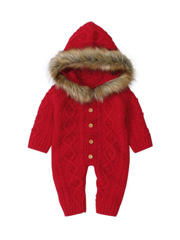 Cable-knit Baby Hooded Jumpsuit 21080875