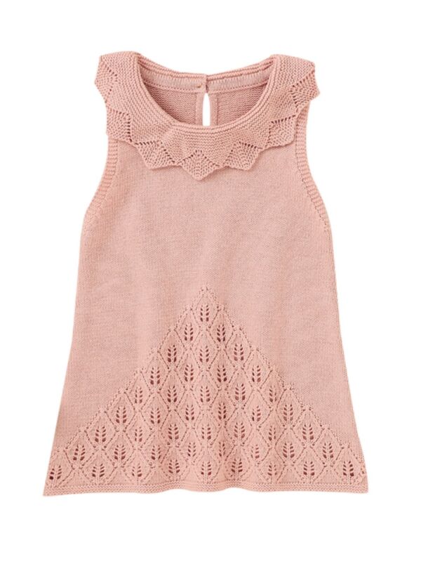 Sleeveless Plain Knit Dresses For Baby Girl 21080896