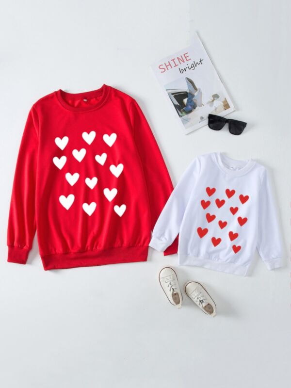 Love Heart Print Sweatshirt Wholesale Mommy And Me Clothing 210809096 