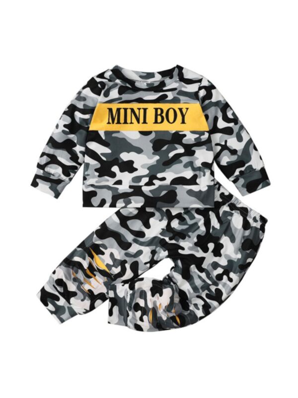 Two Piece MINI BOY Camo Print Baby Boy Clothing Sets Top And Pants 210809455