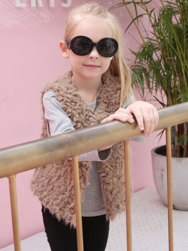Solid Color Faux Fur Vest For Girl 210809912