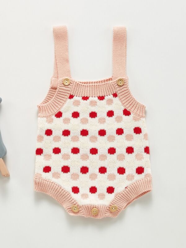 Polka Dots Print Knit Suspender Baby Girl Bodysuit 210810109