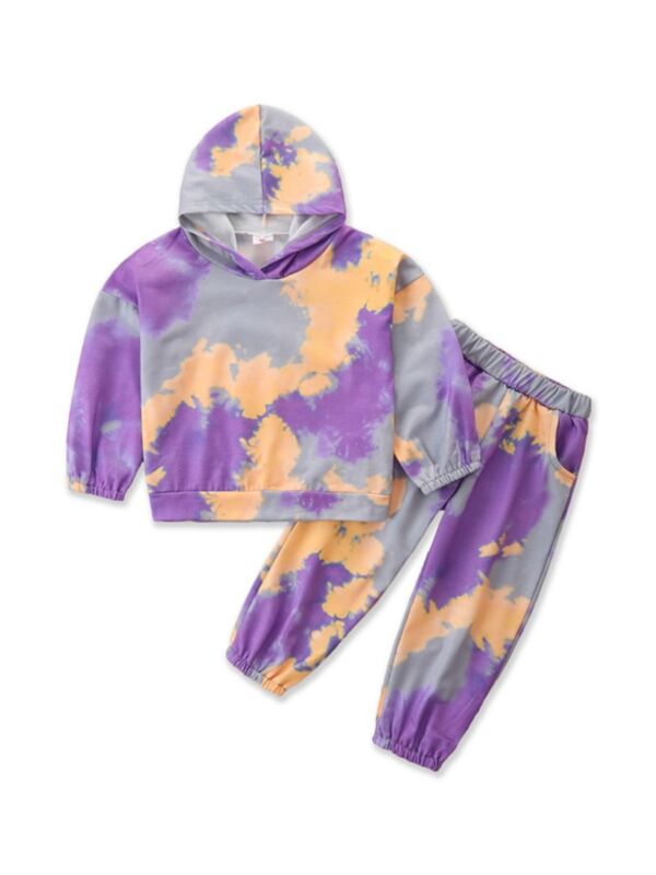Two Pieces Tie Dye Kid Tracksuit Set Hoodie With Sweatpants Wholesale Boys Clothing 210810476
