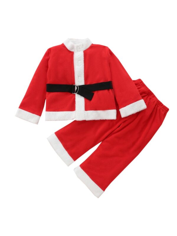 Christmas Santa Polar Fleece Wholesale Kid Boy Clothing Sets Cardigan With Pants 210812016