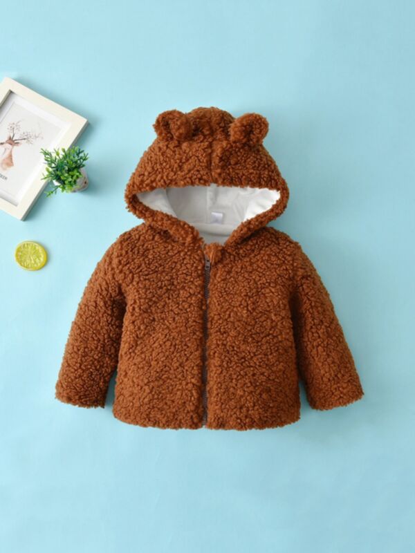 Baby Brown Fleece Hoodie Jacket 210812677