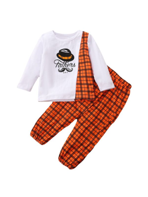 Two Pieces Checked Letter Print Kid Halloween Outfits Sets Top With Trousers 210812726