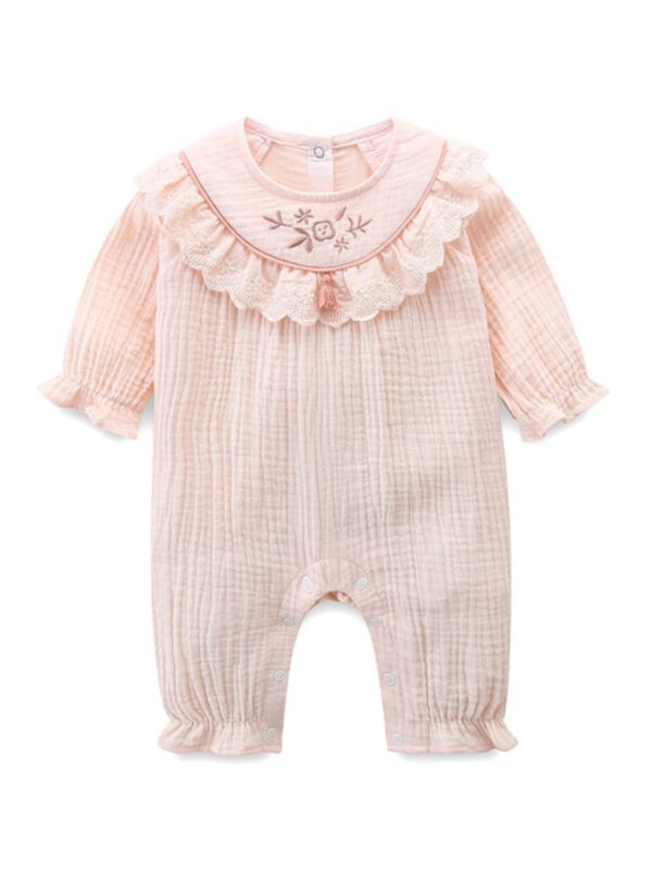 Embroidery Muslin Baby Girl Jumpsuit 210812840