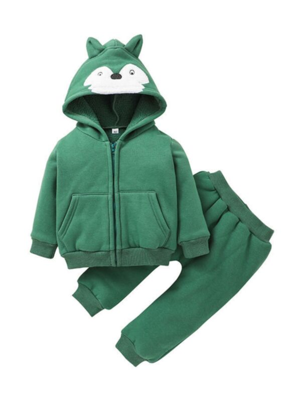 2 Pieces Fox Pattern Baby Boys Outfits Hoodie Jackets With Pants 210813162