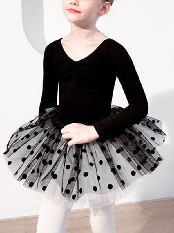 Polka Dots Mesh Ballet Dresses For Girl 210814286
