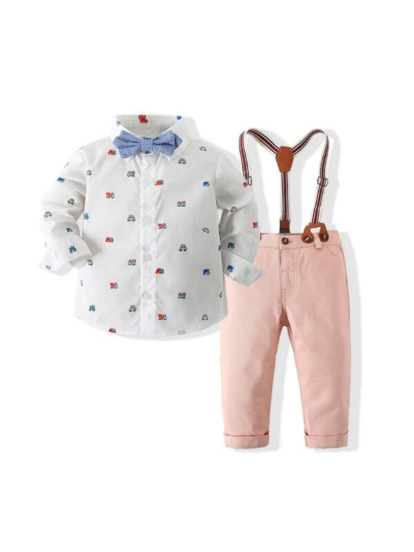 Boys Suit Sets Car Print Bowtie Shirt Wholesale Baby Boutique Clothing 210814389 