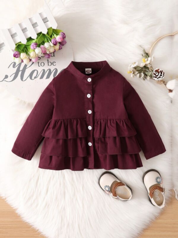 Solid Color Layered Hem Top For Baby Girl Wholesale Baby Clothes 21081570