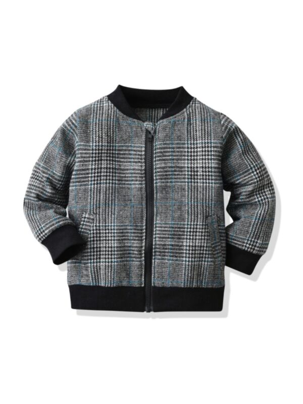 Houndstooth Zipper Kid Boy Coat Wholesale Boys Clothes 210819064