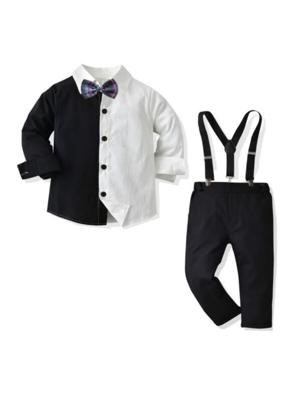 Color Blocking Shirt Kid Boys Suit Sets Wholesale Boy Clothes 210819766