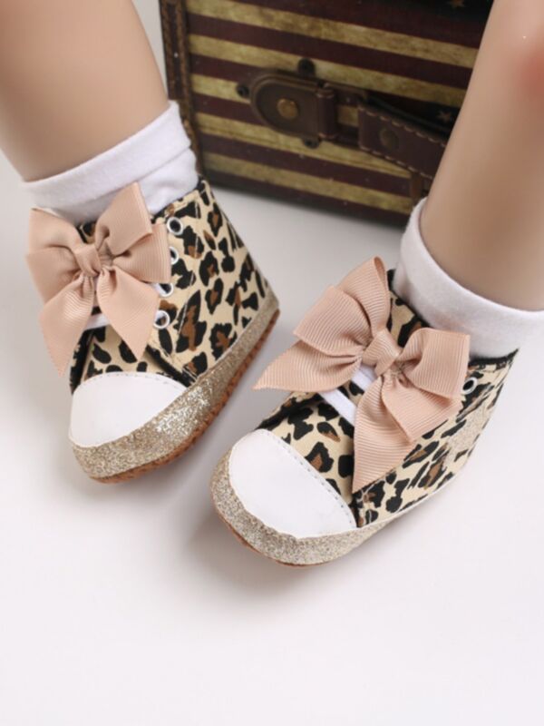 Star Leopard Print Bowknot Baby Girl Shoes Wholesale Baby Shoes 210823269