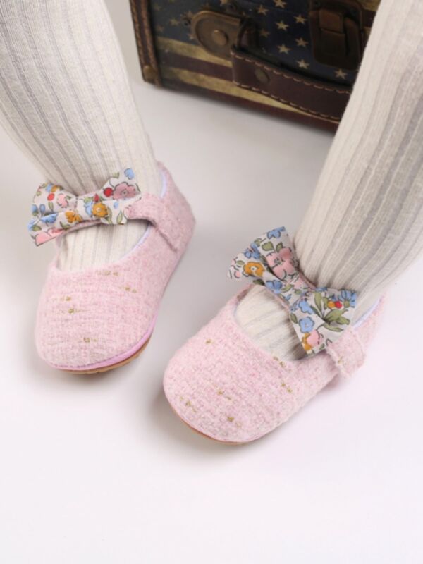 Flower Bowknot Decor Walking Shoes For Baby Girl 210823566