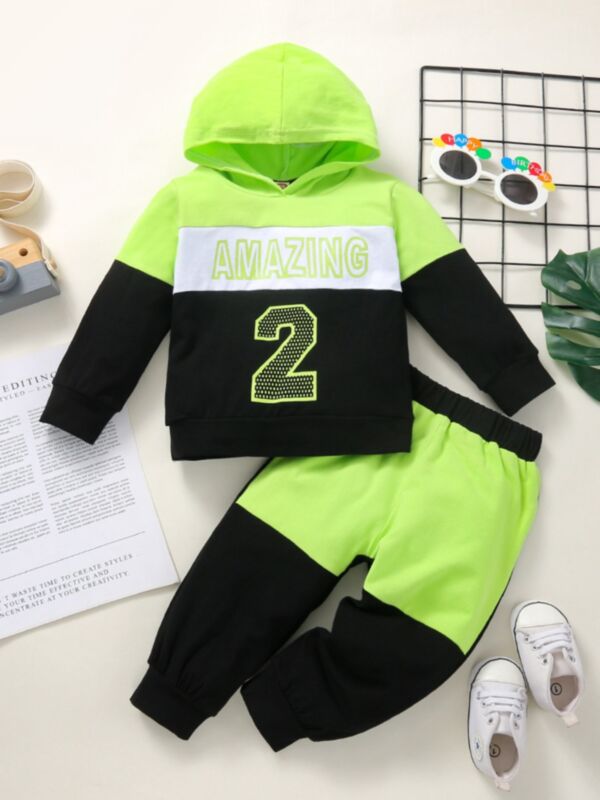 Baby Boys Tracksuit Set Letter Color Blocking Hoodie & Pants Wholesale Baby Clothing 210824519