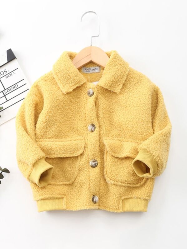 Solid Color Fleece Pocket Decor Kid Jackets Wholesale Kids Clothing 210824552