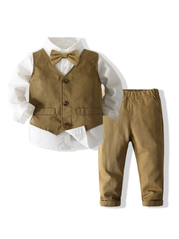 Fake Two-piece Vest Shirt & Pants Kid Boys Suit Sets Wholesale Boy Clothes 210827159