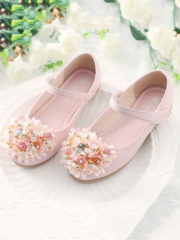 Kid Girl Flower Rhinestone Decor Princess Shoes 210828528