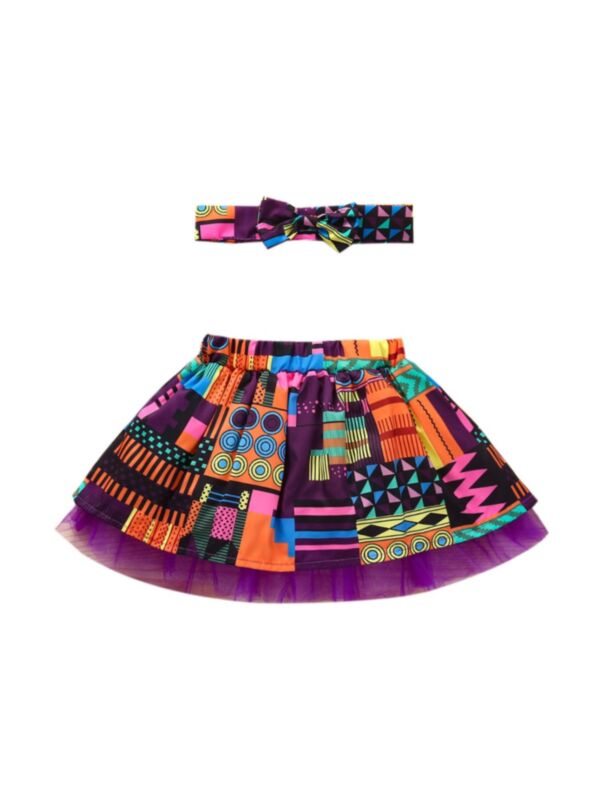 Wholesale Little Girl Clothing Bohemian Mesh Skirt With Headband 21082901