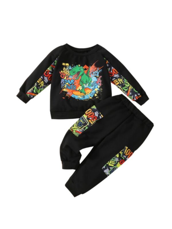 Dinosaur Graffiti Kid Boys Sets Wholesale Kids Clothing 21082996