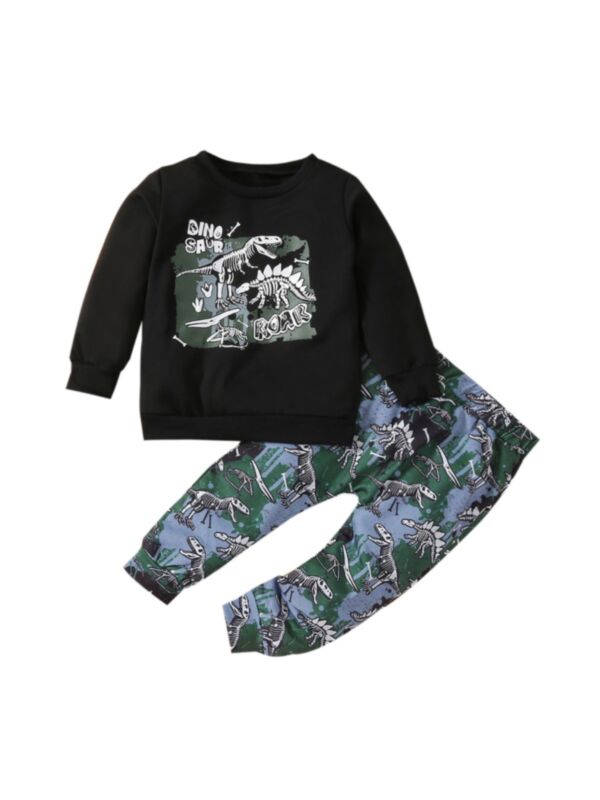 Dinosaur Print Kid Boys Outfits Sets Wholesale Kids Clothing 21082998