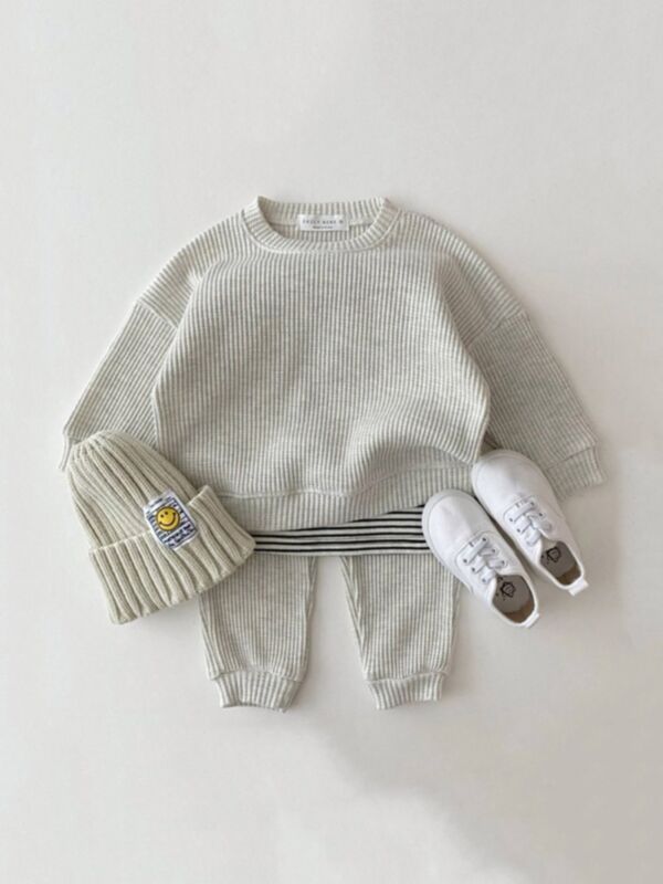 Solid Color Knitting Wholesale Baby Clothes Two Piece Set Without Hat 210830107