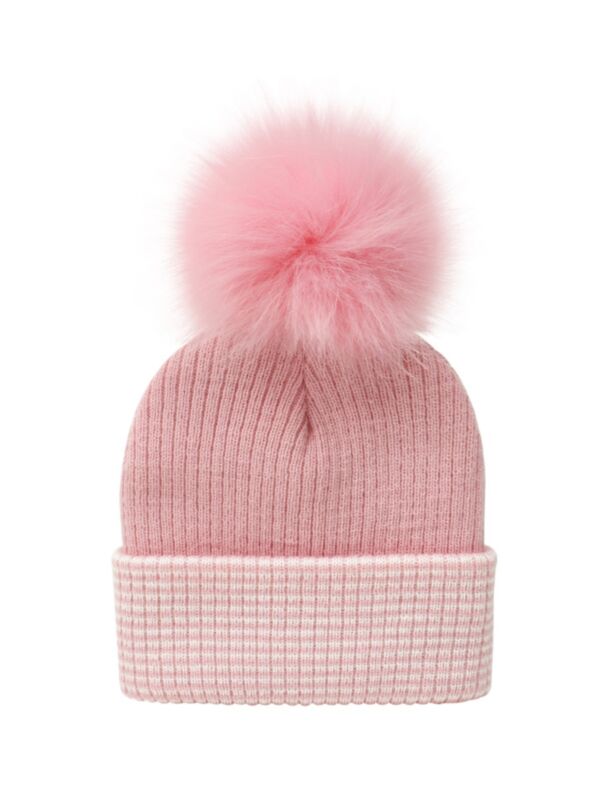 Solid Color Hairball Toddler Knit Beanie 210830193