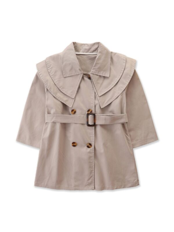  Kid Girls Double Breasted Khaki Trench Coat Wholesale Girls Fashion Clothes 210830330