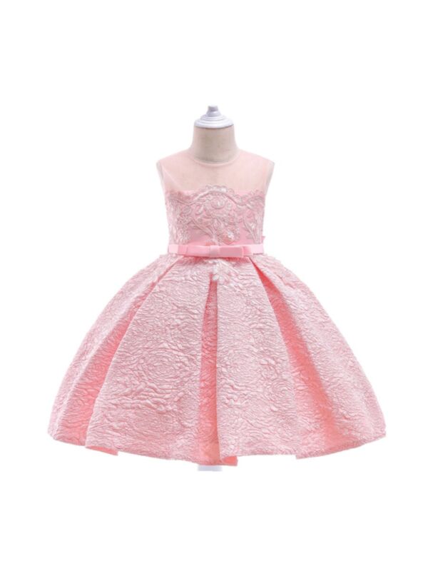 Big Kid Girl Clothes Flower Trim Gown Party Dress 210830681