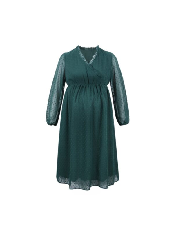 Maternity Swiss Dots Green Nursing Dress 210830707