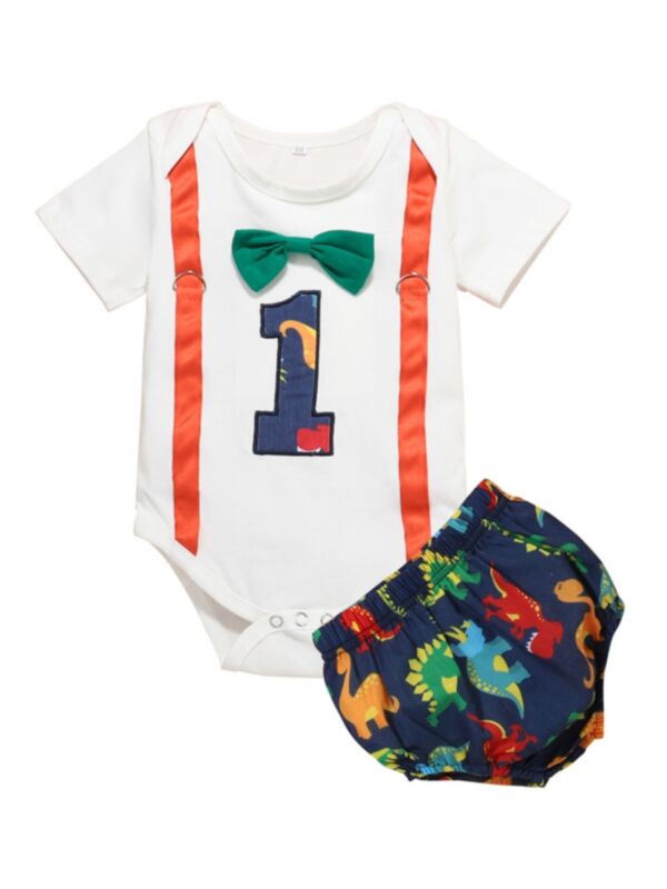 Dinosaur Print Bodysuit And Short Wholesale Baby Clothes Sets 210831261