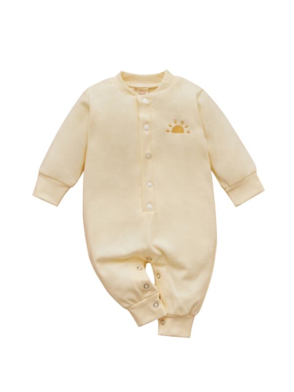 Embroidery Button Up Rainbow Baby Jumpsuit 210903924