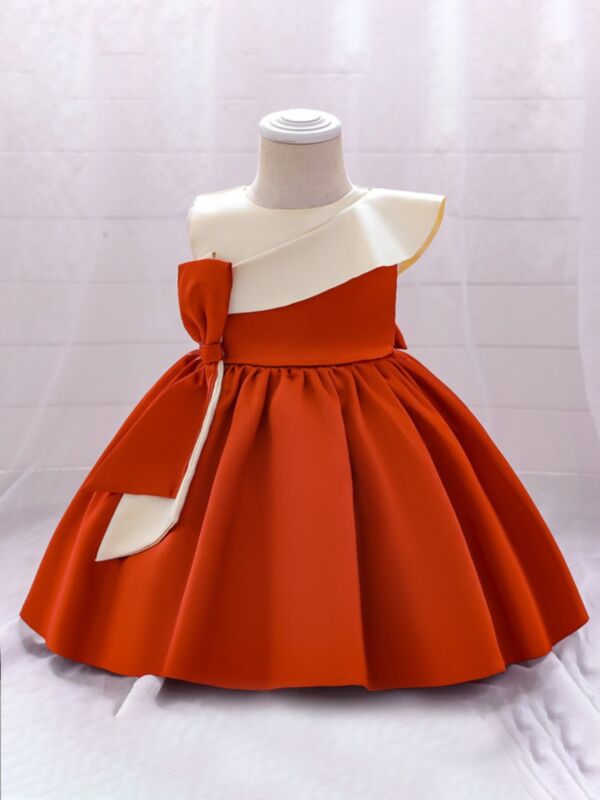 Hit Color Satin Bowknot Dresses For Girl Fashion Girl Wholesale 210904218