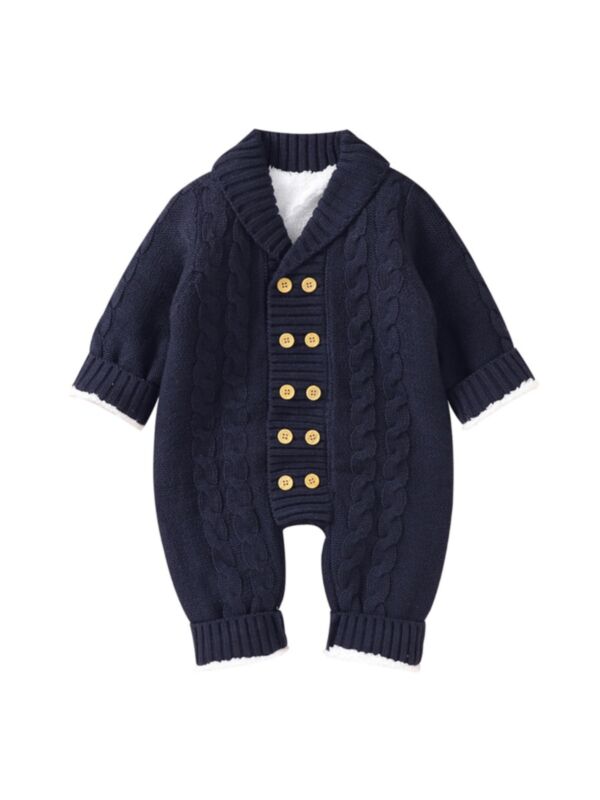 Solid Color Double Button Knit Baby Jumpsuit Wholesale Baby Clothing 21090503